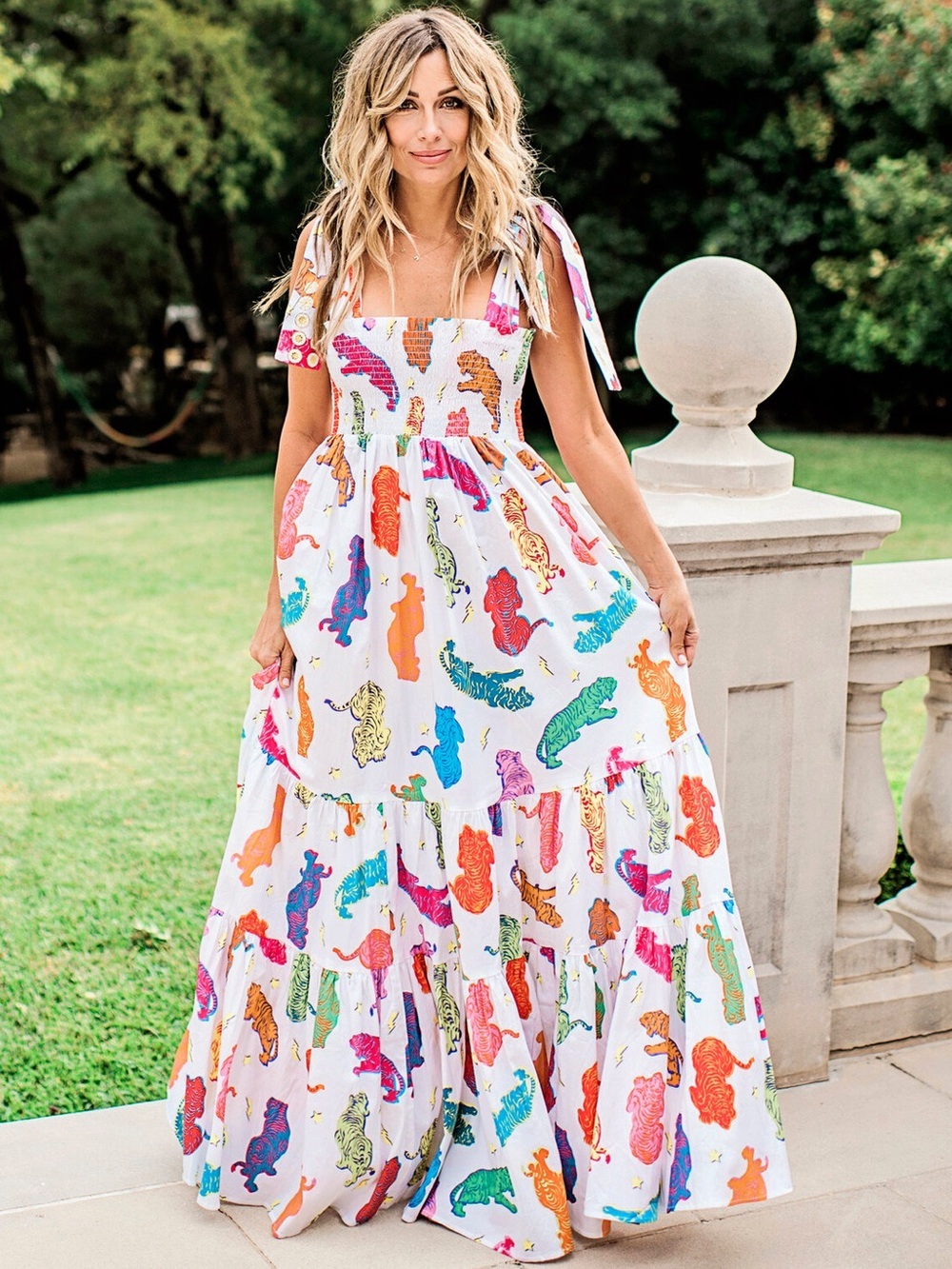 SHERIDAN FRENCH Rainbow Tiger Print Kelly Maxi Dress Size XL NWT